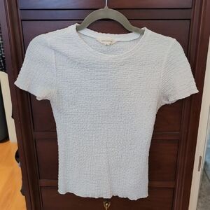 Lucky Brand Textured White Short Sleeve Top - S